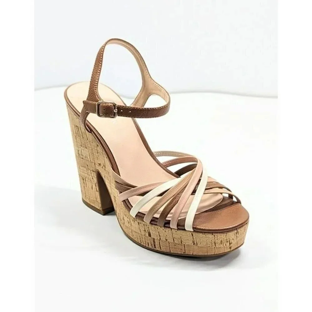 Kate Spade Women's Glow Leather Dressy Platforms Multi Toast Size 9.5 MSRP $228